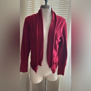 Chelsea & Violet Red Knit Cardigan Sweater Women's Cotton Wool Long Sleeve L